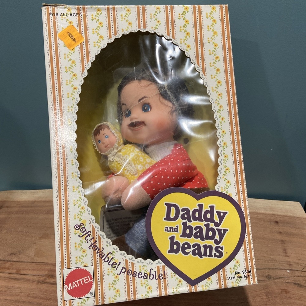 Vintage 1975 Mattel Daddy And Baby Beans Doll With Box